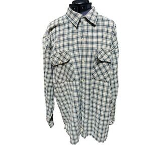 Opinions Mens XL Plaid Flannel Long Sleeve Button Up Shirt Cotton Blend